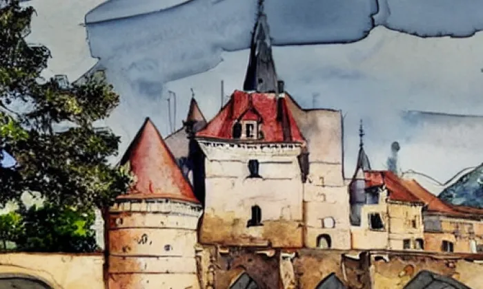 zámek Kostelec nad Černými lesy – akvarel
