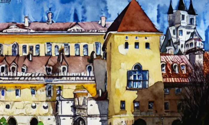 zámek Krnov – akvarel