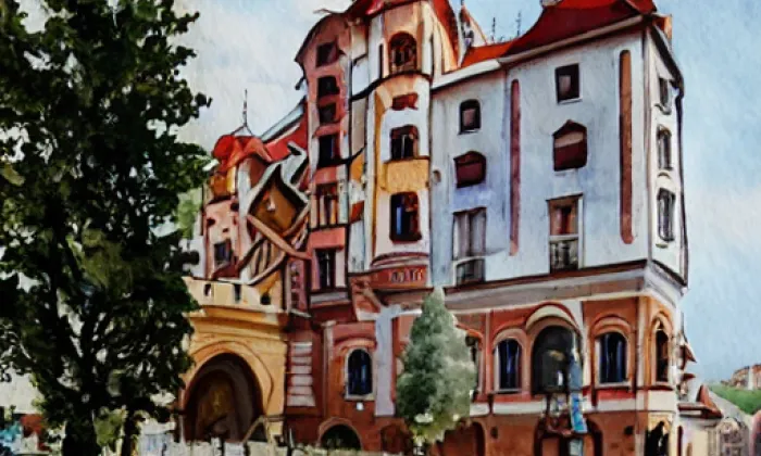 zámek Luštěnice – akvarel