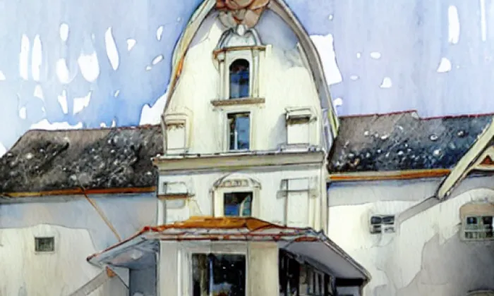 Zámek Luhačovice – akvarel