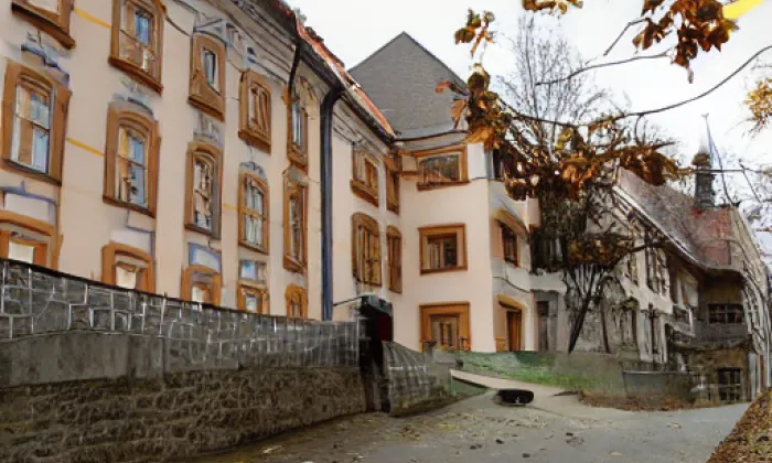 Zámek Melč s parkem – akvarel