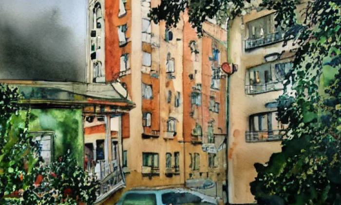 Zámek Milíčeves – akvarel