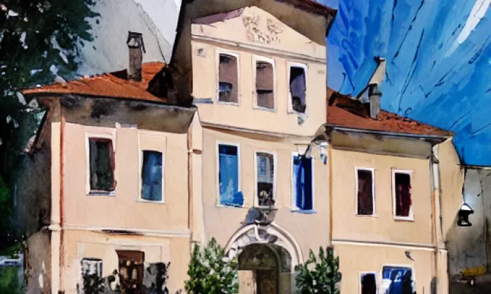 Zámek Nalžovice – akvarel