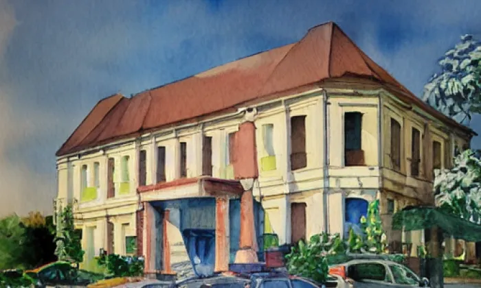 Zámek Nezamyslice – akvarel