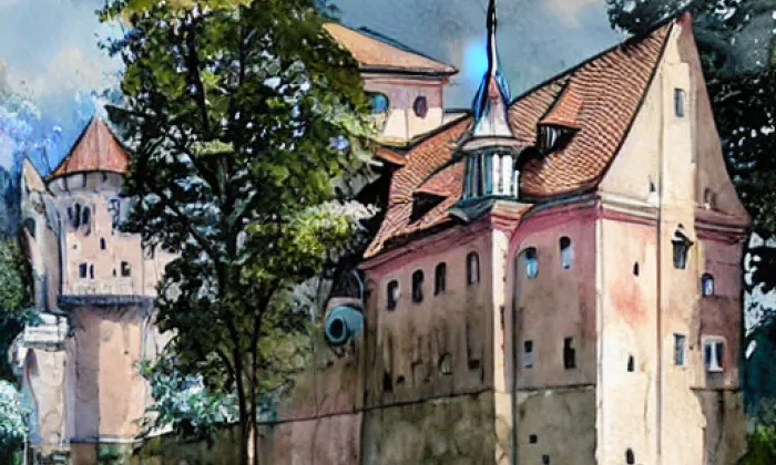 zámek Ostrolovský Újezd – akvarel