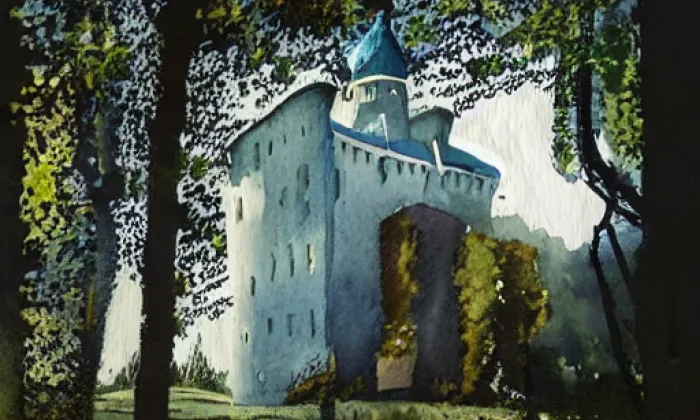 zámek Petrkov – akvarel