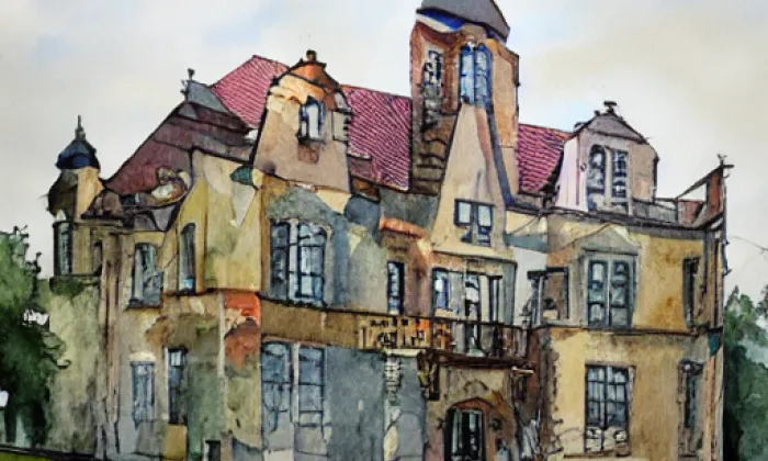 zámek Poběžovice – akvarel
