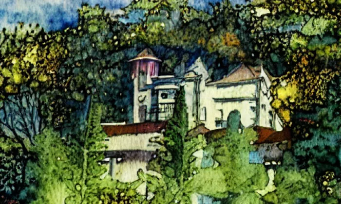 zámek Podhradí – akvarel