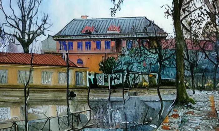 Zámek Protivín – akvarel
