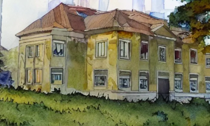Zámek Ptenín – akvarel