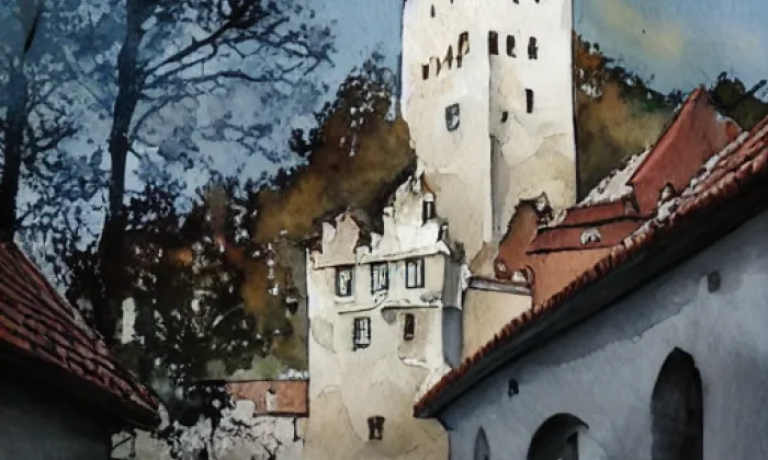 zámek Rožmitál pod Třemšínem – akvarel