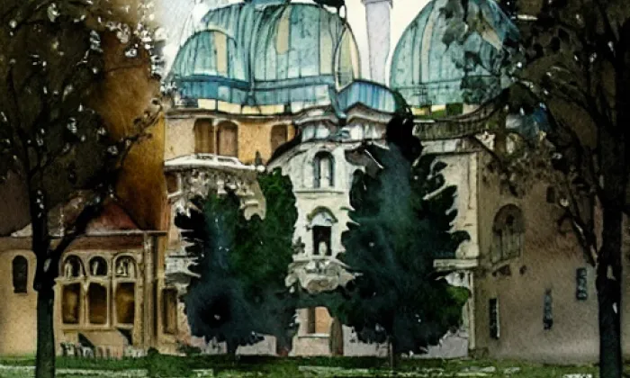 Zámek Slapy – akvarel