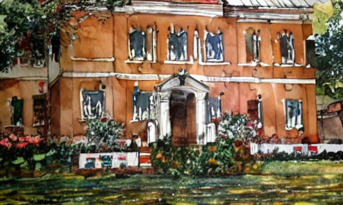 Zámek Slezské Pavlovice – akvarel