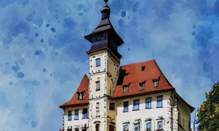 Zámek Stará Ves nad Ondřejnicí – akvarel