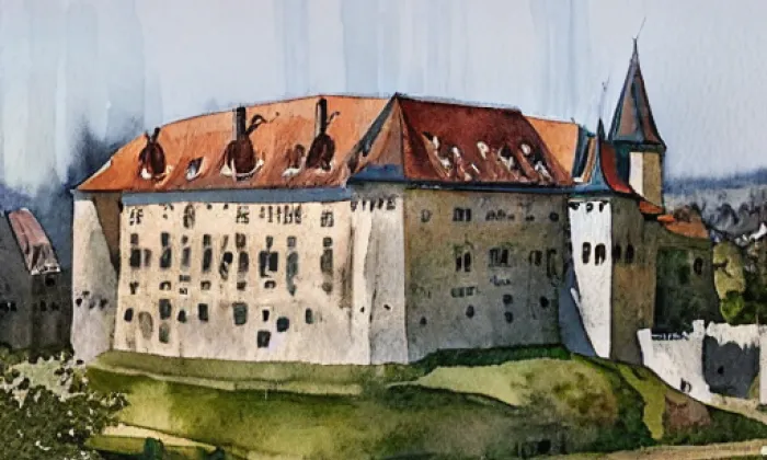 zámek Stránecká Zhoř – akvarel