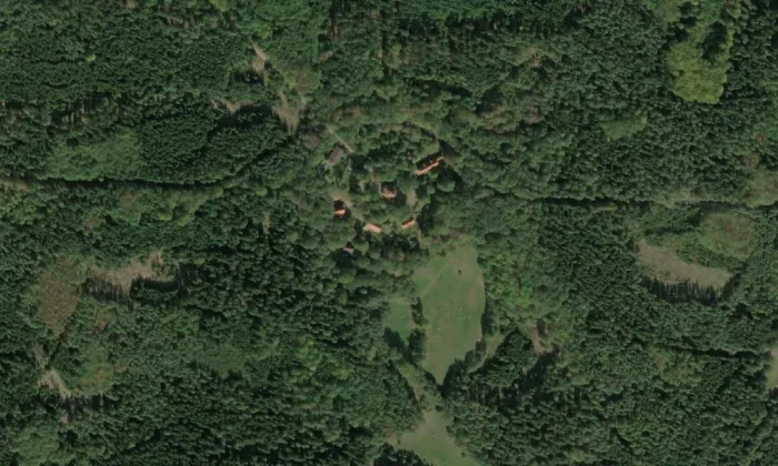 zámek Svatý Hubert – letecký pohled