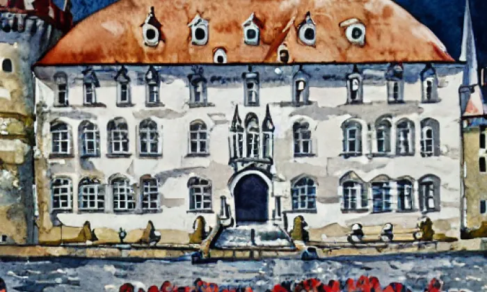 Zámek Týn nad Vltavou – akvarel
