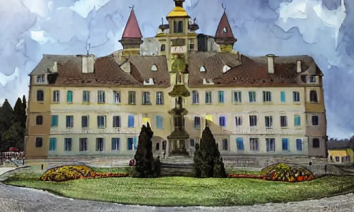 zámek Týnec – akvarel