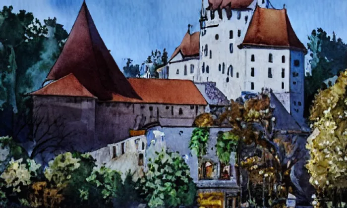 zámek Vohančice – akvarel