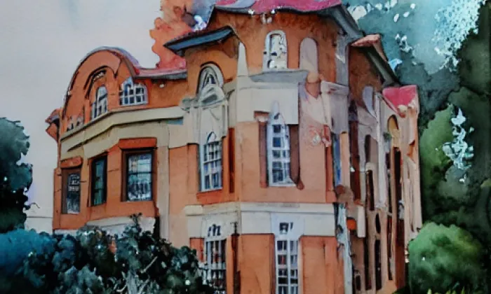 zámek Vrchotovy Janovice – akvarel