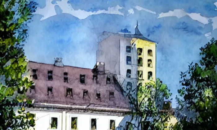 zámek Zábřeh na Moravě – akvarel