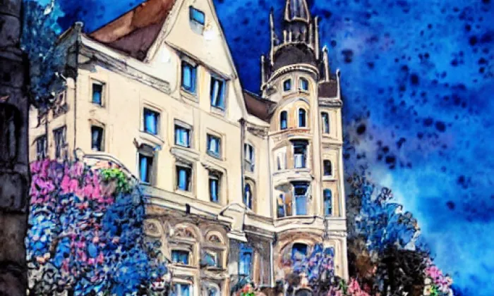 zámek Zruč nad Sázavou – akvarel