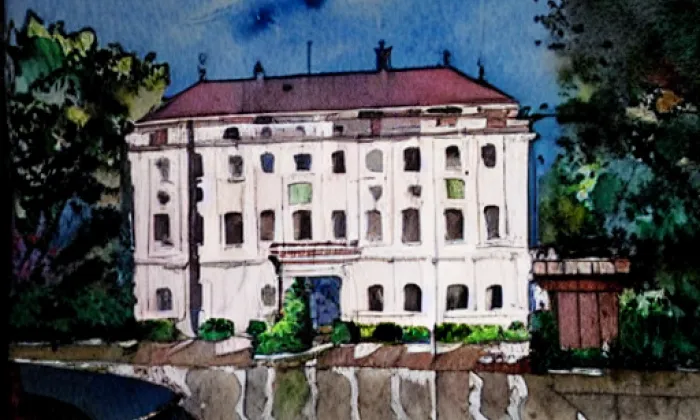 zámek Zvíkovec – akvarel
