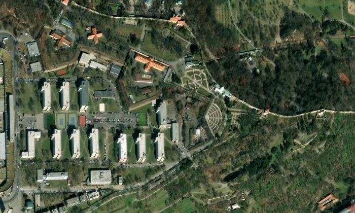 Zahrada Růžový sad – letecký pohled