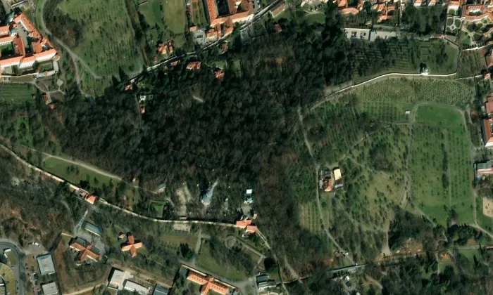 Zahrada U rozhledny – letecký pohled
