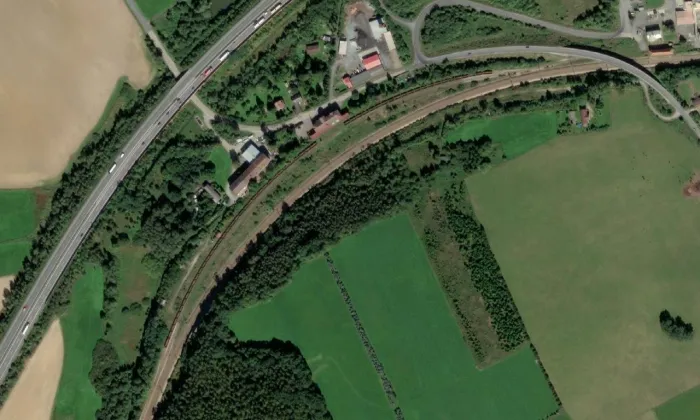 Zbiroh nákladní nádraží – letecký pohled