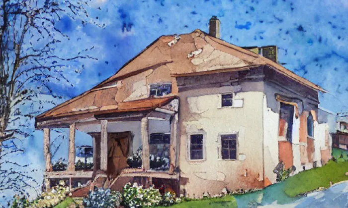 Zemědělský dvůr čp. 1 – akvarel