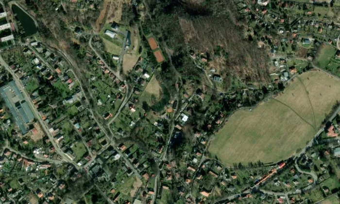 Zittův mlýn – letecký pohled