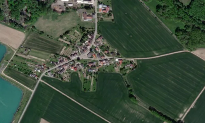 Zvonička (Lhota nad Moravou) – letecký pohled