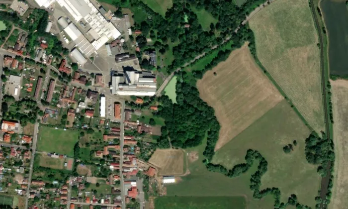 Zvonice (Skřivany) – letecký pohled
