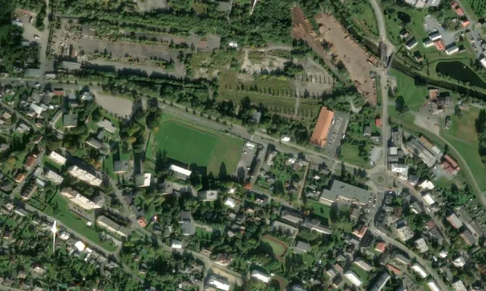 zvonice (Vrbno pod Pradědem) – letecký pohled