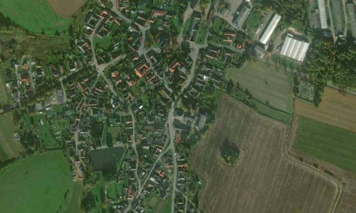 Zvonice (Vyskytná) – letecký pohled