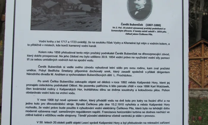 malá vodní elektrárna Čeňkova pila