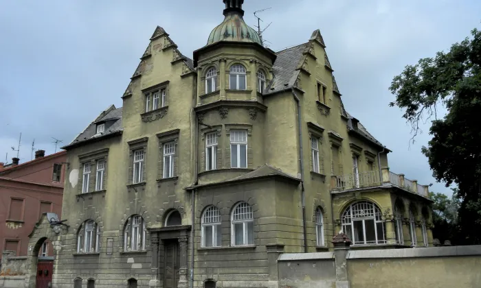Vila čp. 893 s bránou, schodištěm a ohradní zdí