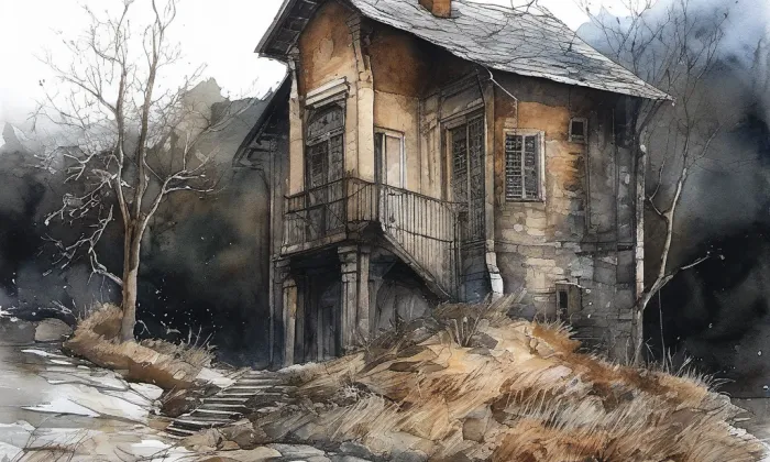 Železniční strážní domek čp. 51 – akvarel