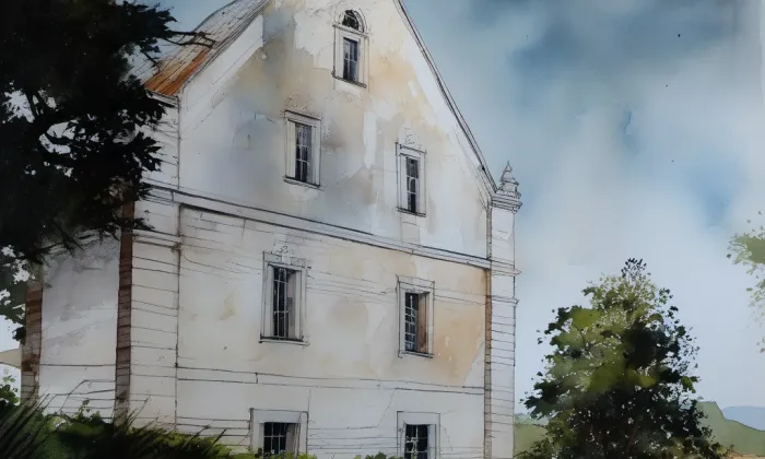 Bývalá fara (Guntramovice) – akvarel