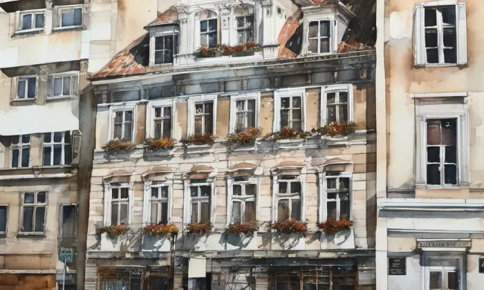 dům Embassy – akvarel