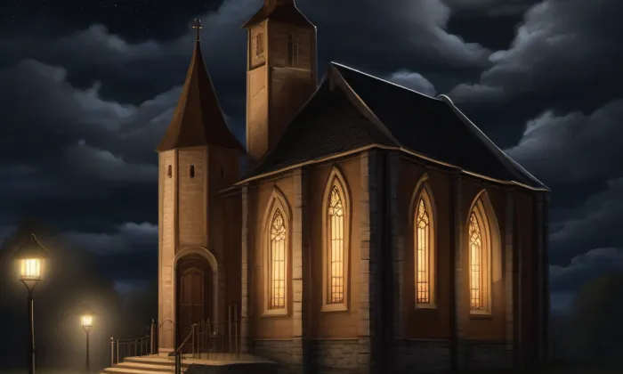 evangelický kostel ve Sloupnici – noc