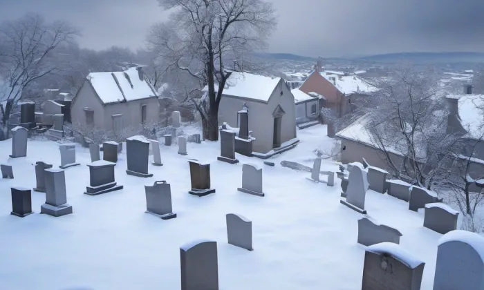 Hřbitov v Kostelní Bříze – zima