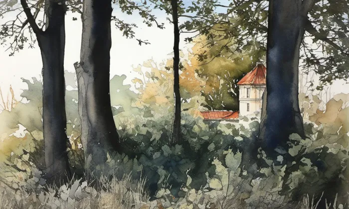 Kříž – akvarel