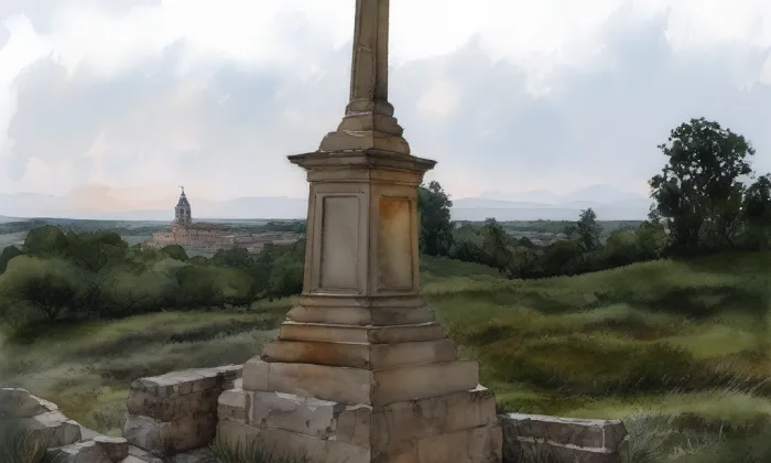 kamenný kříž z roku 1876 – akvarel