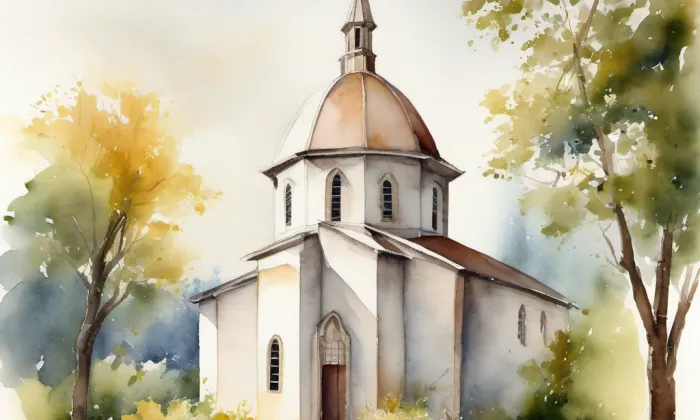 kaple svatého Huberta (Mstišov) – akvarel