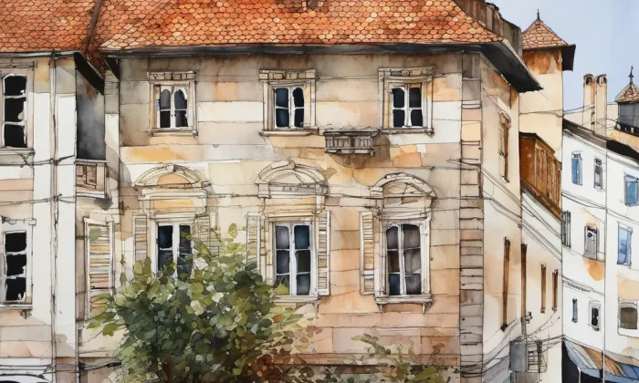 Kneisslův dům – akvarel