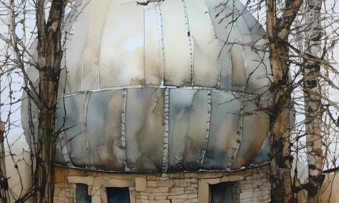 Libeňský plynojem – akvarel