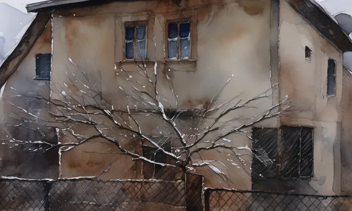 městský dům (Pecka) – akvarel