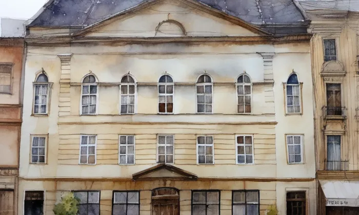 Moravské divadlo Olomouc – akvarel